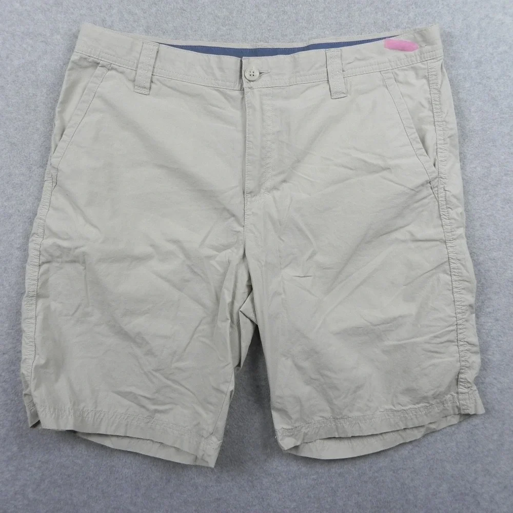 Columbia Shorts Mens 34 Chino Golf Casual Hiking‎ Lightweight Flat Front Beige